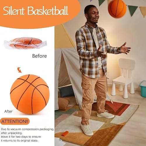 YUEOL Silent Basketball Size 7 (29.5") - Upgraded Version Quiet Foam Basketball Indoor Training Ball, Highly Bounce Quiet Foam Ball,Indoor Training and Without Noise thumbnail 7