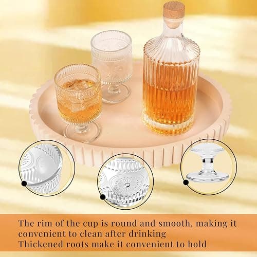 BGTTI 6 Packs Vintage Goblet Glasses Handcrafted Art Deco Crystal Goblets 8 oz Wine Glasses Drinking Goblets Bar Tumbler Glassware for Iced Tea, Wine, Beer, Juice, Cocktail, Whiskey thumbnail 4