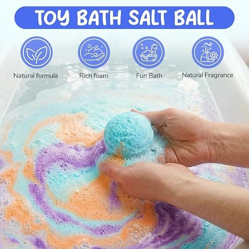 12pcs Bath Bombs for Kids – Bath Bombs with Toys Inside, Fun, Educational, and Child-Safe Natural Bath Bombs with Toys, Great Gift for Kids’ Birthdays & Christmas thumbnail 5