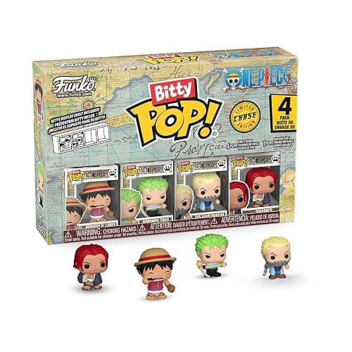Funko Bitty Pop! One Piece - Monkey D. Luffy, Roronoa Zoro, Axe Hand Morgan, and A Surprise Mystery Mini Figure - 0.9 Inch (2.2 Cm) Collectable - Stackable Display Shelf Included - Party Bags - Image 1
