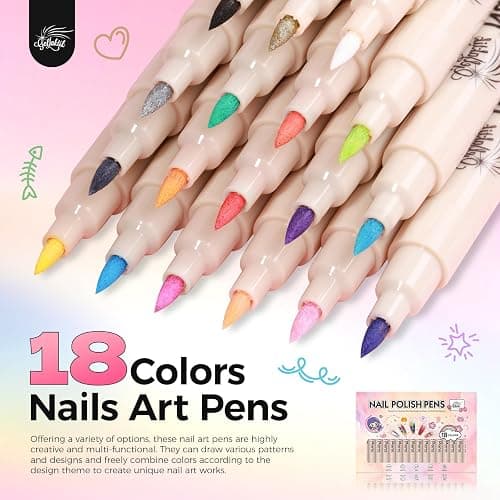 GELLAKTIK Nail Art Pens,18 Colors 0.7mm 3D Nail Polish Pens for Women | Quick-Dryings, Nail Marker for DIY Paint/Dotting/Liner, Home & Salon Manicure Tools, Great Gift, Non-Toxic, Beginner Friendly thumbnail 2