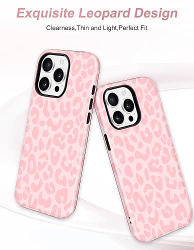 Jusy Magnetic Cheetah Phone Case for iPhone 13/14,Pink Leopard | Compatible with MagSafe,Cute Aesthetic Tortoise Shell Design,TPU and PC Protective Shockproof Cover thumbnail 2