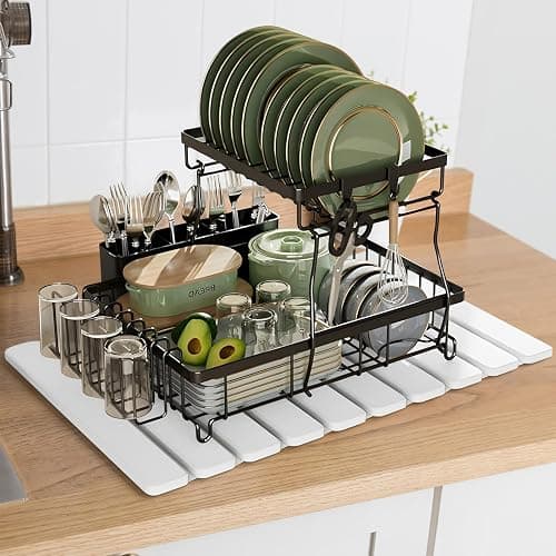 DAWNTREES Foldable Stone Bath Mat, 60x40 cm Super Absorbent Diatomaceous Earth Mat, Non-Slip Quick Drying Mat, Compact and Easy to Store Bath Mats for Bathroom, Easy to Clean, White thumbnail 3