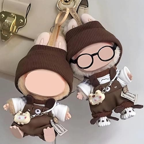 6 Set 17cm Doll Clothes, Clothes for Dolls Outfit, Accessories for 17cm Dolls Clothes T-Shirt + Overalls + Hat + Small Camera + Glasses + Shoes, No Doll Included thumbnail 4