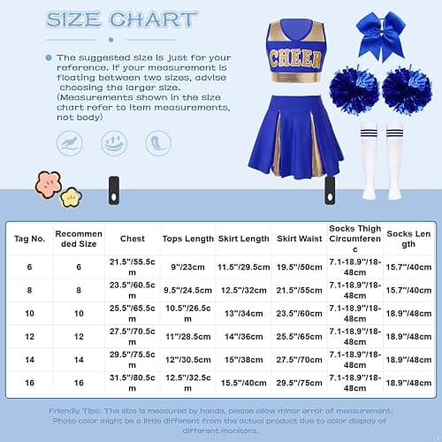 FEESHOW Girls Shiny Cheer Leader Costume Uniform Cheerleading Dance Dress Halloween Party Complete Outfits with Pompoms thumbnail 7