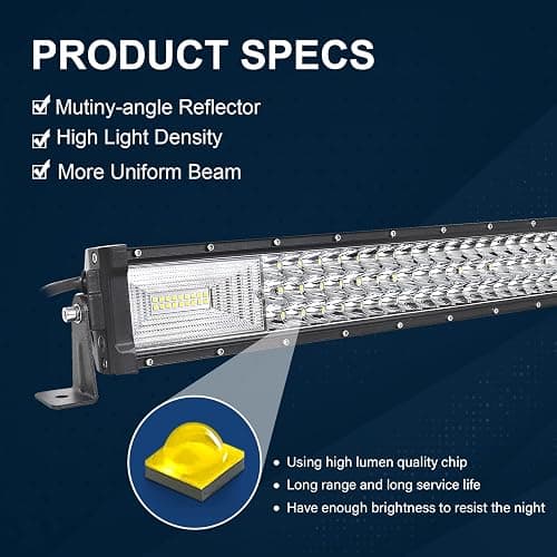 RIGIDON Barra Led Fuoristrada, 52" 130 cm 675W Tripla Fila Barra Luce Led Con Strobo Cablaggio Kit, Per Auto Camion SUV ATV Barca 4x4 Veicoli Offroad, Impermeabile Faretti Fendinebbia, 6000K Bianco - 52 pollici 675W + strobo + cablaggio thumbnail 4