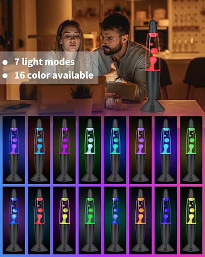 Black Liquid Motion Lamps 17 Colors Changing with Remote, 13.5 Inch LED Night Light for Kids Adults, Mood Lighting Small Table Lamp for Bedroom Nightstand Office Decor, Cool Birthday Christmas Gifts thumbnail 6