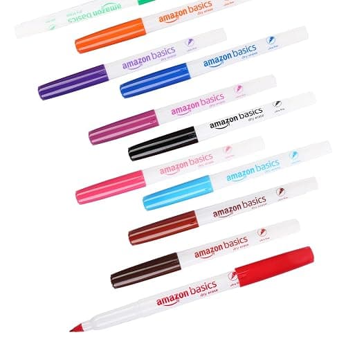 Amazon Basics Low Odor Ultra Fine Tip Dry Erase White Board Markers, Assorted Colors, 12-Pack thumbnail 6