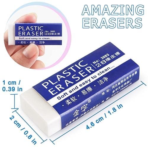 Tamaki Erasers, Large, White, 6 Pack | Erasers for School Office, Art Eraser for Drawing thumbnail 3