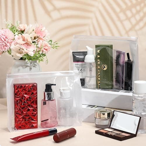 Xuniea 100 Pcs Mini Clear Makeup Bag PVC Small Travel Toiletry Organizer Pouches Bulk Waterproof Transparent Plastic Cosmetic Bag with Zipper for Women Men Travel(7.9'') thumbnail 7
