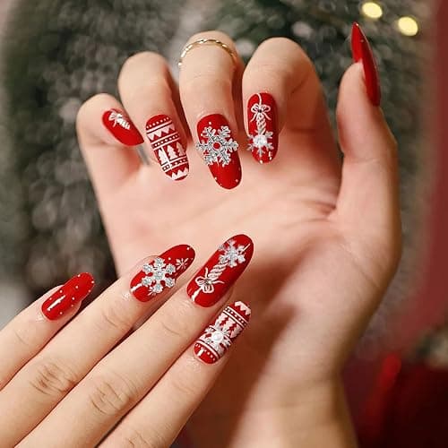 Muorruo 20 Pieces Christmas Nail Charms, Silver Snowflake Nail Rhinestones for Nail Art, Cute Winter Pearl Nail Decorations, Festive Snowflake Bling Nail Charms thumbnail 7