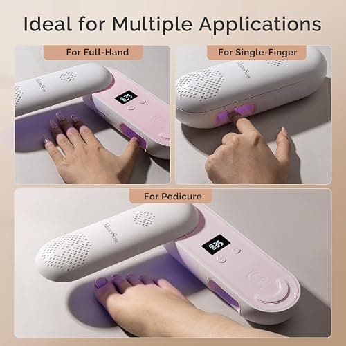 MelodySusie Compact Cordless UV Nail Lamp, P-PLUS20F with Innovative Rotatable Panel & UV Protection Design, Rechargeable UV Light Cures All Gels, Especially Rhinestone Glue & Liner Gel Polish Pink thumbnail 8