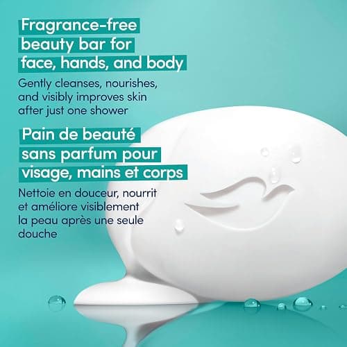 Dove Beauty Bar More Moisturizing Than Bar Soap for Softer Skin, Fragrance Free, Hypoallergenic Sensitive Skin With Gentle Cleanser 106 g 12 count thumbnail 5