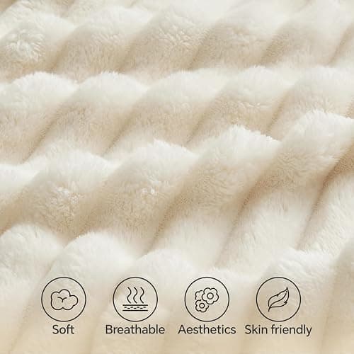 BEDELITE Fluffy Striped Body Pillow Cover with Zipper, Cream White, 20x54 | Ultra-soft Faux Fur with 13D Striped Texture, Comfy, Plush, and Cloud-like, Body Pillow Pillowcase for Bed Couch Room Decor thumbnail 5