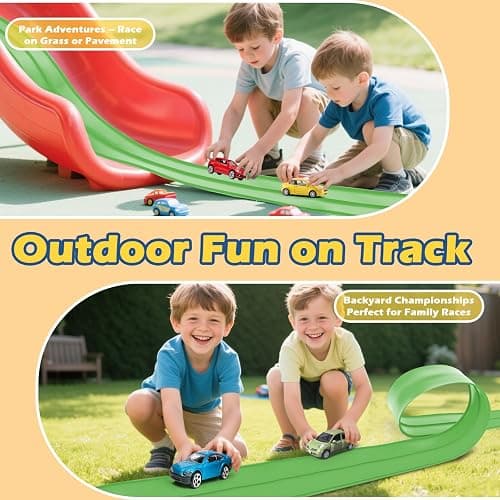 Upgrade Flexible Race Track Flex Tracks for Kids 3+, 15Ft Flexible Car Track Race Car Track Compatible with Diecast 1/64th Cars, Roll Up Race Ramp Toy with Strong Suction Cups thumbnail 5