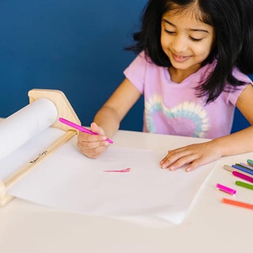 Melissa & Doug Wooden Tabletop Paper Roll Dispenser with 12” x 75-Foot White Bond Paper & Roller, Art Supplies for Drawing, Painting, Crafting & Origami, Arts & Crafts Supplies for Kids Ages 3+ thumbnail 5
