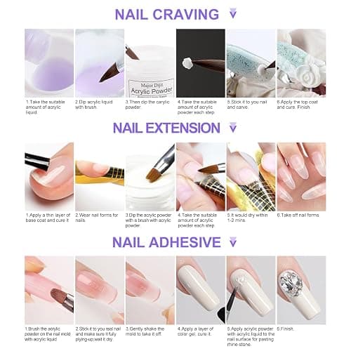 DouborQ Acrylic Nail Kit with Electric Nail Drill U V Nail Lamp Nail Art Tools Starter Set Acrylic Nail Art Supplies for Beginner with Everything (-27) thumbnail 8