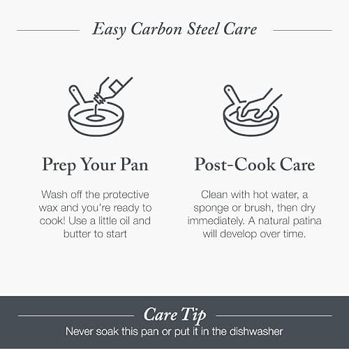 Merten & Storck Pre-Seasoned Carbon Steel 8” Frying Pan Skillet, Use on Induction, Stove and Grill, Durable, Even-Heating, for Searing, Grilling, Oven Use, and Campfire, Indoor/Outdoor thumbnail 4