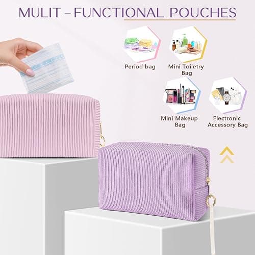 Likesing Tampon Holder for Purse, Corduroy Period Bag Sanitary Napkin Storage Bag for Girls Womens, Portable Feminine Emergency Pad Period Pouch(Black) thumbnail 5