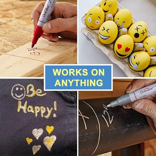 Overseas Paint Marker Pens - 8 Colors Oil Based Permanent Markers, Waterproof, Quick Dry, Medium Tip, Assorted Color Paint Pen for Metal, Wood, Fabric, Plastic, Rock Painting, Canvas, Glass, Art Craft thumbnail 5
