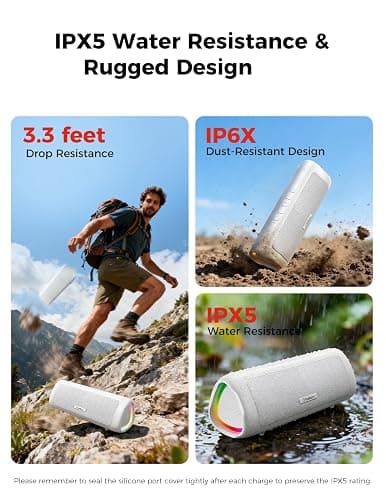 BolaButty Bluetooth Speaker with HD Sound, Portable Wireless, IPX5 Waterproof, Up to 20H Playtime, TWS Pairing, BT5.3, for Home/Party/Outdoor/Beach, Electronic Gadgets, Birthday Gift (White) thumbnail 4