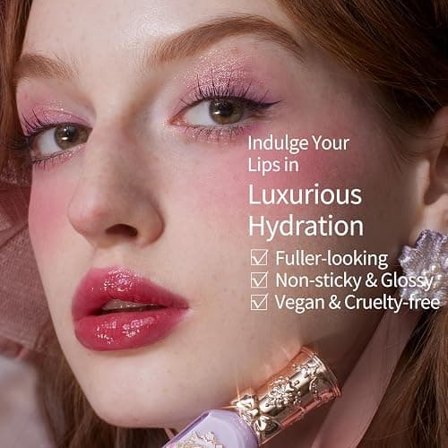 Flower Knows Violet Strawberry Rococo Glowy Lip Gloss,Moisturizing Shine Berry Pink Lip Plumper Oil,Hydrating Lip Tint for Girls&Women,Vegan & Cruelty-Free,0.12 Fl Oz(G04 Blackberry Jam) thumbnail 5
