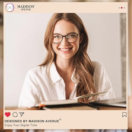 Madison Avenue Blue Light Blocking Glasses Anti Eyestrain UV Glare Blue Light Glasses for Women with Case, TV Phone Computer Gaming Eyeglasses (Demi) thumbnail 2