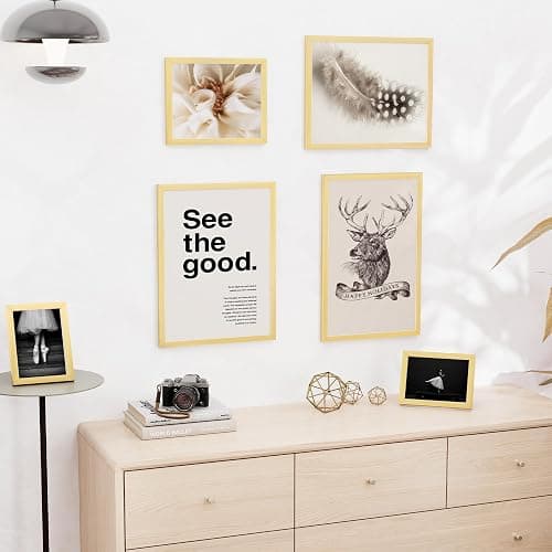 Venusmiles 12x16 Picture Frame, Display 12x16 Photo Frames - High Definition Plexiglass - Vertical and Horizontal Display - Wall Hanging or Table Top Frame - Gold, 5 Pack thumbnail 2