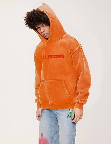 Aelfric Eden Hoodies Mens Acid Wash Hoodie Oversized Vintage Heavyweight Cotton Fleece Hooded Pullover Sweatshirt thumbnail 7
