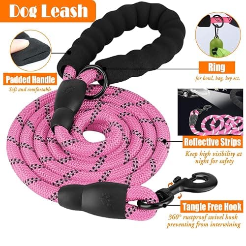 LOBEVE No Pull Dog Harness, Collar & Leash Set | Includes Dog Seat Belt, Collapsible Bowls & Poop Bag Dispenser. Ideal for Training, Walking, Hiking. Fits Small to Large Dogs(Pink-XL) thumbnail 5