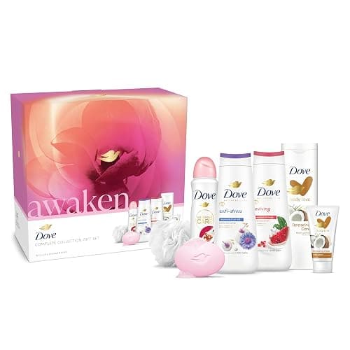 Dove Awaken Complete Collection Skin Care Women's Gift Set For Her With Luxury Shower Puff 6 Piece - Image 1