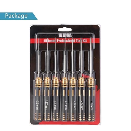 INJORA RC Hex Screw Driver Set-7PCS Car Tool Kit 0.9, 1.27, 1.3, 1.5, 2.0, 2.5, 3.0mm Hexagon Allen Screwdriver Wrenches Sets, Repair for Model Helicopter Drone Boat Car,(Tool-LSD39) thumbnail 7