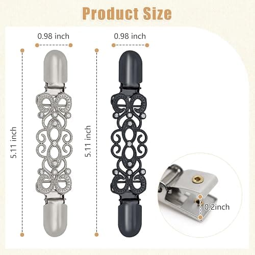 Frutain 2 Pcs Dress Waist Clip for Shawl Cardigan Sweater Clothes Pant Tightener（Black and Sliver thumbnail 6