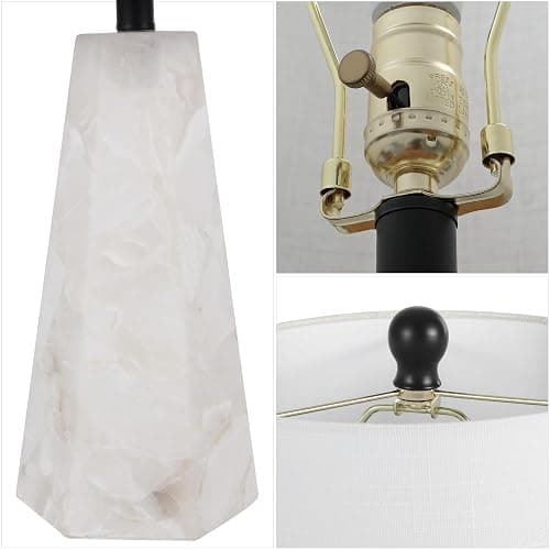 JONATHAN Y 25.5" Natural/Black Modern Table Lamp for Bedroom, White Linen Shade, Contemporary Bedside Nightstand Lamp for Living Room, LED Bulb Included (JYL6205B) thumbnail 6