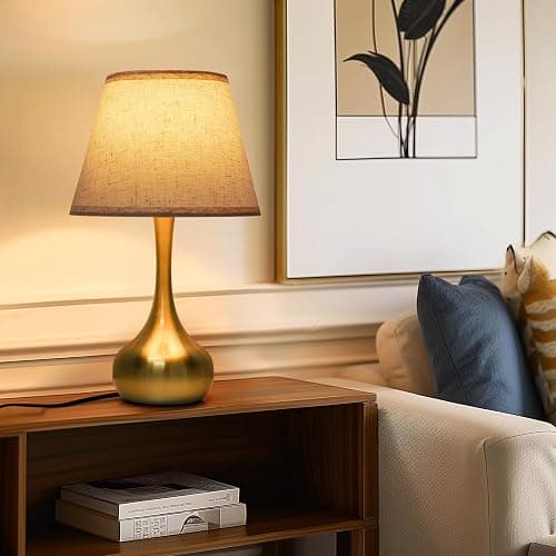 ONEWISH Touch Table Lamp for Bedroom, 3-Way Dimmable Gold Bedside Lamps for Nightstand with Fabric Shade, Desk Lamp for Kids Reading, Home Office thumbnail 5