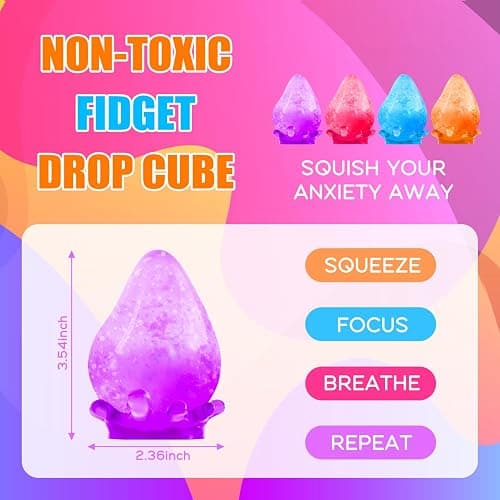 Fidget Toys Dream Squishy Drop, Stress Cube Squishies Anxiety Stress Relief, Ice Squishy Stress Cube-Drop Malt Sugar Balls, Sensory Ball for Kids with Autism (Pink, 1) thumbnail 4