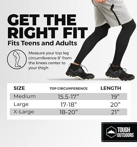 Tough Outdoors Compression Leg Sleeves - Full Leg Compression Sleeve for Men & Women, UV Leg Sleeves - Cycling Leg Warmers thumbnail 4
