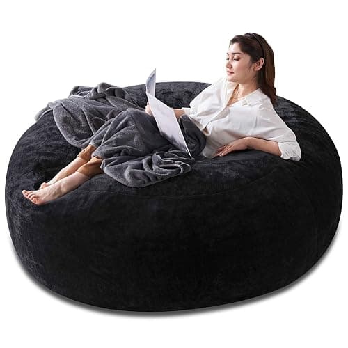Extra Large Bean Bag Chairs for Adults,5FT,Bean Bags with Filler Included,Memory Foam Chair,Soft and Comfortable Jumbo Bean Bag,Leisure Chair Suitable for Bedroom and Balcony Dormitory (Black) - Image 1
