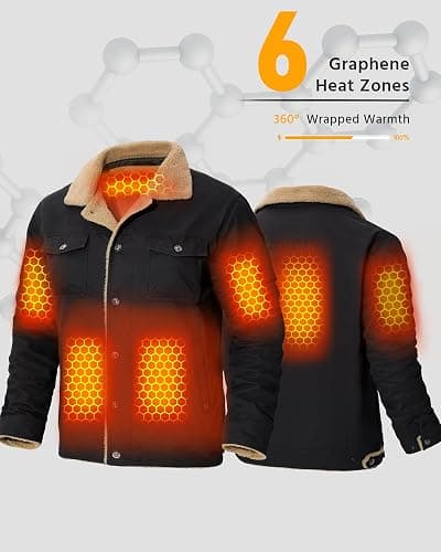 Wulcea Graphene Heated Jacket for Men 12V Fast Charge 18400mAh Large Capacity thumbnail 4