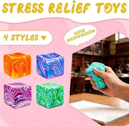 Squishies Stress Cube Toys, Adults Squishies Anxiety Relief Ball, Slow Rising Sensory Toys, Novel Design Cool Colorful Cubes, Suitable for Adult use in Offices and Homes (Orange) thumbnail 3
