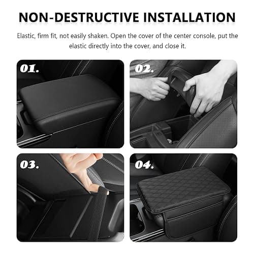 Upgraded Car Center Console Cover,Microfiber Leather Car Armrest Cover Cushion with 2 Storage Bags,Car Armrest Storage Box Interior Accessories for Most Vehicles (Black) thumbnail 5
