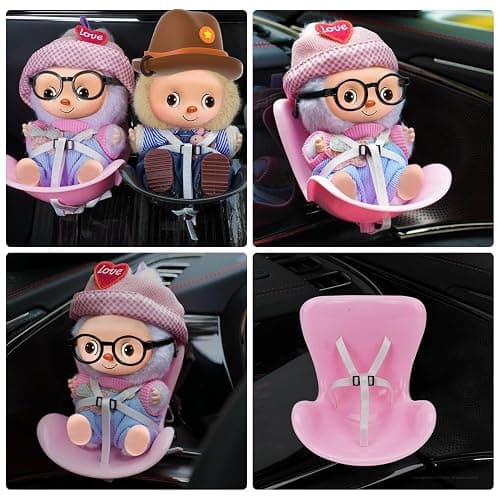 AYYKALLJ Doll car seat Compatible with Labubu, Vent Clip for 10-17cm Blind Box Toys, Secure Doll Seat with Adjustable Safety Strap & Airflow-Friendly Design, Car Decor (Doll Not Included)（Pink） thumbnail 3