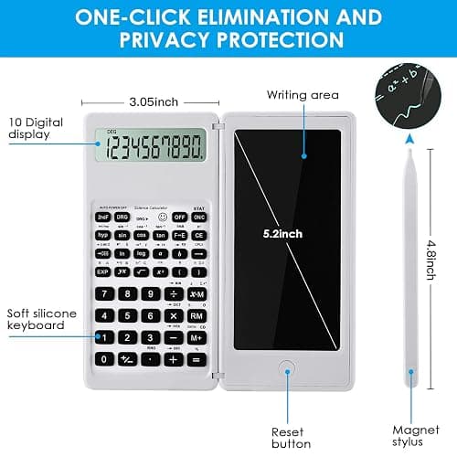 IPepul Scientific Calculators for Students, White Math Calculator with Notepad,10-Digit Large Screen, Classroom Must Haves for Middle High School Supplies & College (White) thumbnail 3
