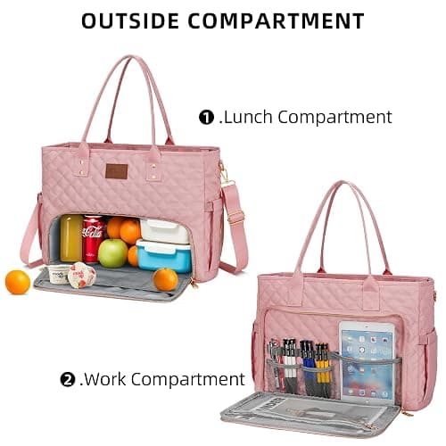 KKXIU Lunch Tote Bag for Teacher & Nurse, 15.6 Inch Laptop Tote with Insulated Lunch Box Pocket for Women thumbnail 7