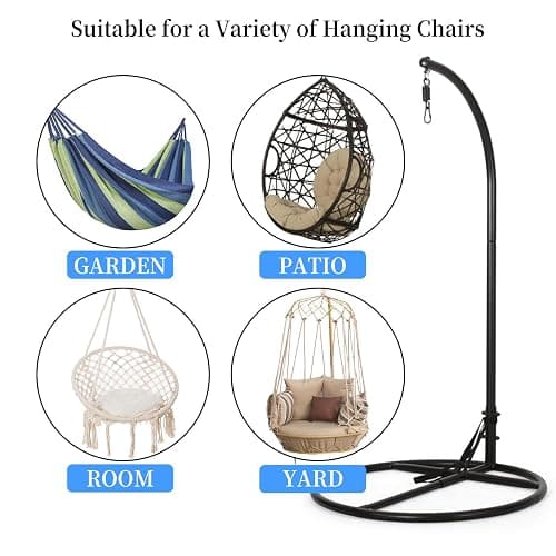 JvFun Heavy Duty Hammock Chair Stand Only, 330 lbs Weight Capacity Hanging Chair Base for Indoor Outdoor Use, Steel Frame, Fits Most Hammock Swing Chairs thumbnail 6