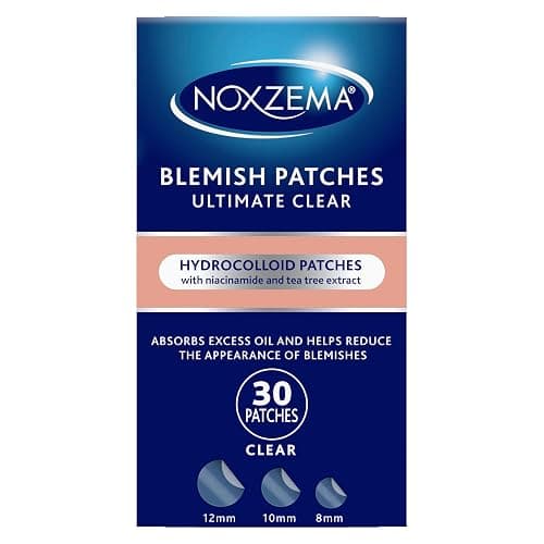 Noxzema Hydrocolloid Pimple Patches with Niacinamide & Tea Tree Extract, Acne Treatment for Face Blemishes, Absorbs Oil & Reduces Breakouts, Dermatologist Tested, 30 Count - Image 1