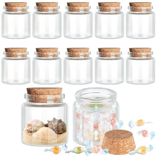 Patelai 24 Pack Small Glass Jars with Cork Stoppers Mini Potion Bottles Clear Empty Glass Bottles for DIY Art Crafts Message Decoration for Wedding Birthday Gifts Party Favors (50 ml/1.7 oz) - 50 ml/1.7 oz - 24 - Image 1
