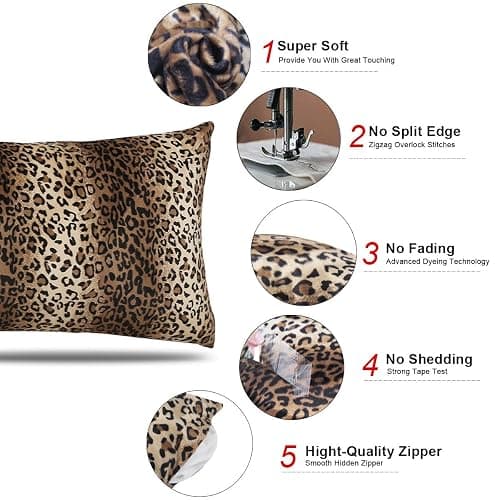 CARRIE HOME Cheetah Body Pillow Cover 20x54 Soft Plush Leopard Print Faux Fur Decorative Body Pillow Pillowcase for Home Couch Sofa (1 Pack, 20x54 inch) thumbnail 5