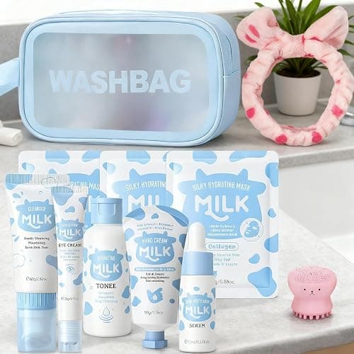 Milk Skin Care Set for Kids & Teens, 12 IN 1 Moisturizing & Gentle Milk Skin Care for Teens Girls Ages 8-12, Face Care Kit, Milk Skincare for Girls 10-12, Bulk Birthday Gifts,Mothers Day Gift, 12PCS thumbnail 9