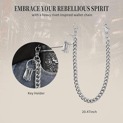 ZEKEE Wallet Chain Punk Jeans Chain Pants Chain Belt Chain Key Chain Hip Hop Goth Accessories for Women Men thumbnail 5